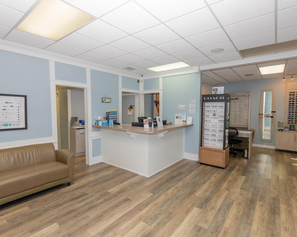 The reception area and front desk at Spectrum Vision in Indian Harbour Beach